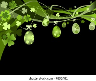 design for spring with Easter eggs and clovers