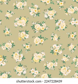 Design of spring print with flowers for textile and dresses