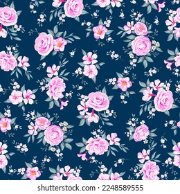 Design of spring print with flowers for textile and dresses