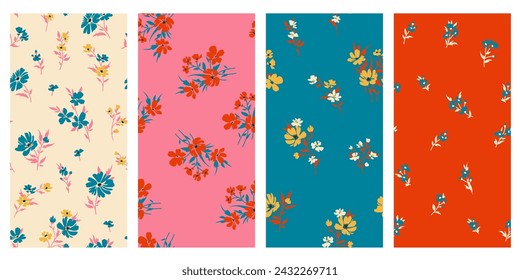 Design of spring print with flowers for textile and dresses