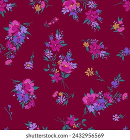 Design of spring print with flowers for textile and dresses	