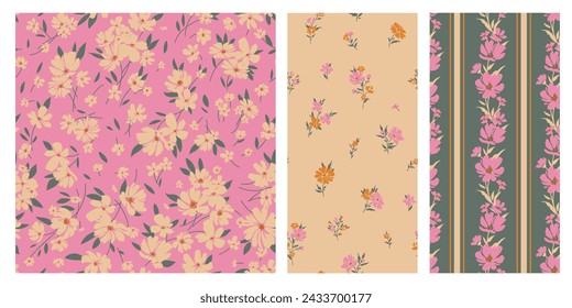 Design of spring print with flowers for textile and dresses	