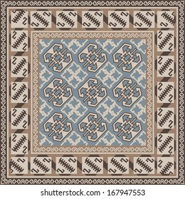 Design for square carpet in Oriental style 