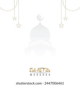 design with a square composition greeting Eid al-Fitr with a clean, minimalist theme for social media posts	