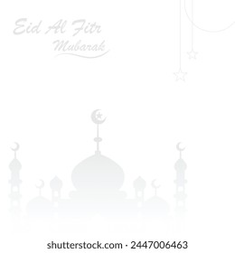 design with a square composition greeting Eid al-Fitr with a clean, minimalist theme for social media posts	