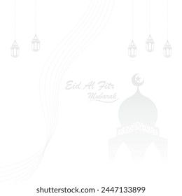 design with a square composition greeting Eid al-Fitr with a clean, minimalist theme for social media posts	