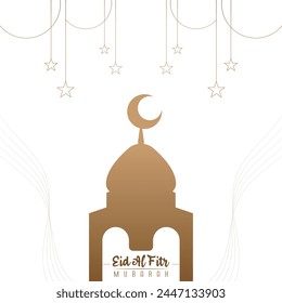 design with a square composition greeting Eid al-Fitr with a clean, minimalist theme for social media posts	