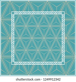 Design for square fashion print. For pocket, shawl, textile, bandanna. Geometric floral pattern. Vector illustration.