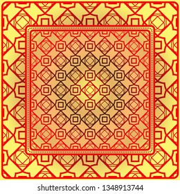 Design For Square Fashion Print. For Pocket, Shawl, Textile, Bandanna. Geometric Pattern. Vector Illustration