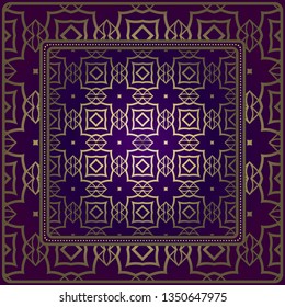 Design For Square Fashion Print. For Pocket, Shawl, Textile, Bandanna. Geometric Pattern. Vector Illustration