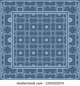 Design For Square Fashion Print. For Pocket, Shawl, Textile, Bandanna. Geometric Pattern. Vector Illustration