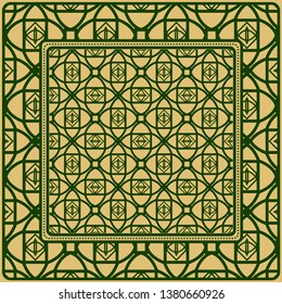 Design For Square Fashion Print. For Pocket, Shawl, Textile, Bandanna. Geometric Pattern. Vector Illustration
