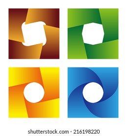 Design square logo element. Abstract vector fan template set.You can use in the media, mobile, camera , financial, mechanical, chemistry, science and other commercial image. 