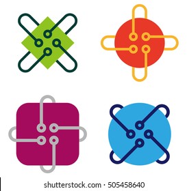 Design square logo element. Colorful digital icon set. You can use in energy, power, machine, transportation, chip concept icons.