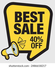 Design of square vector banner with rounded corners on the leg for mega big sales. Yellow tag templates with special offers for purchase, strokes and elements.