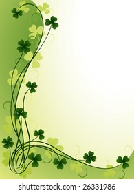 Design for St. Patrick's Day with four and three leaf clovers