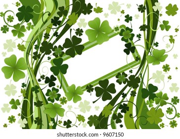 design for St. Patrick's Day with four and three leaf clovers - vector file