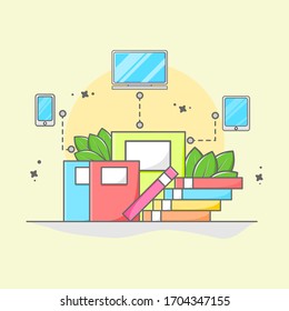 Pilas de diseño de libros sobre ciencia y tecnología de la computación