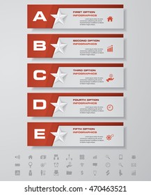 Design star number banners template/graphic or website layout. with set of business icons. 