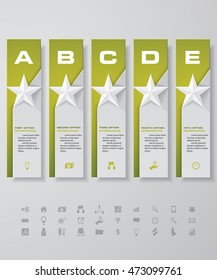 Design star number banners template/graphic or website layout. with set of business icons.