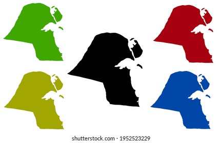 diseño del mapa estatal de Kuwait en la silueta del oriente medio sobre un fondo blanco