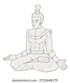 Design of statue man meditating