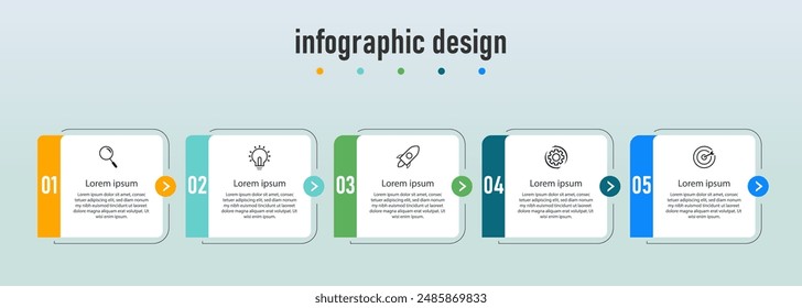 Design step infographic workflow chart number infographic process step chart with line icons Information vector concept Illustration of step information chart and infographic