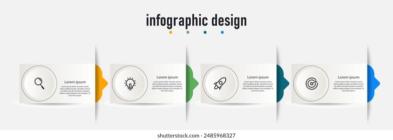 Design step infographic workflow chart number infographic process step chart with line icons Information vector concept Illustration of step information chart and infographic