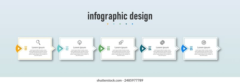 Design step infographic workflow chart number infographic process step chart with line icons Information vector concept Illustration of step information chart and infographic