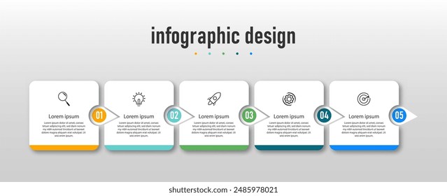 Design step infographic workflow chart number infographic process step chart with line icons Information vector concept Illustration of step information chart and infographic