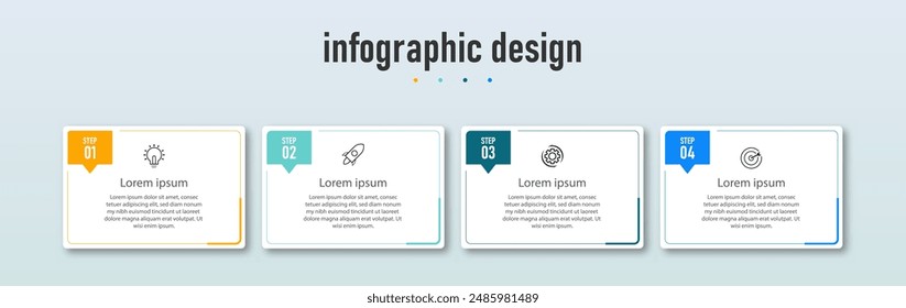 Design step infographic workflow chart number infographic process step chart with line icons Information vector concept Illustration of step information chart and infographic