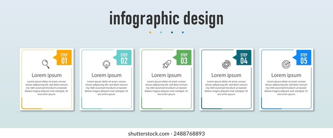 Design step infographic workflow chart number infographic process step chart with line icons Information vector concept Illustration of step information chart and infographic