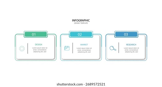 Desenhar passo infográfico fluxo de trabalho gráfico número infográfico processo 3 passo gráfico com ícones de linha Conceito de vetor de informação Ilustração de passo gráfico de informação