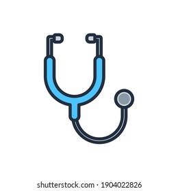 The Design Of The Stethoscope Medicines And Health Flat Outline Color Icon Pack Vector Illustration, This Vector Is Suitable For Icons, Logos, Illustrations, Stickers, Books, Covers, Etc.