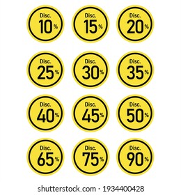 Design a sticker or label for information on discount sales promotion retail products.