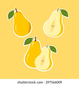 Design Stickers with Ripe Juicy Pear. 