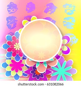 Design Stock Vector Illustration with Paper Flowers and Frame for Celebrations Day Greeting Card Beautiful Floral Template 