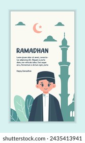 design stories social media flat Ramadan cartoon theme. vector illustration