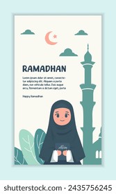 design stories social media flat Ramadan cartoon theme. vector illustration