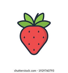 Das Design der Erdbeeren Obst und Gemüse flach Symbol Vektorgrafik, diese Vektorgrafik ist geeignet für Symbole, Logos, Illustrationen, Aufkleber, Bücher, Cover, etc.