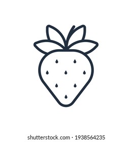 The design of the strawberry fruit and vegetables outline icon vector illustration, this vector is suitable for icons, logos, illustrations, stickers, books, covers, etc.