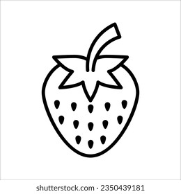 The design of the strawberry fruit and vegetables outline icon, vector illustration on white background