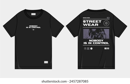 Design Street wear  t shirt black front and back