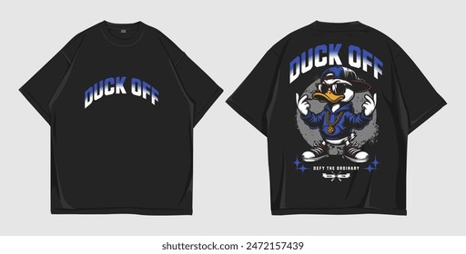 Design Streetwear duck off mockup oversize black front and back