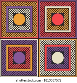 El diseño de las figuras a rayas. Patrón sin foco. Textil. Ornamento étnico de boho. Ilustración vectorial para diseño web o impresión.