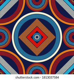 El diseño de las figuras a rayas. Patrón sin foco. Textil. Ornamento étnico de boho. Ilustración vectorial para diseño web o impresión.