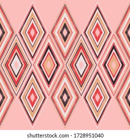 Die Gestaltung der Streifen. Muster. Ethnischer Boho-Ornament. Nahtloser Hintergrund. Vector Illustration für Webdesign oder Print.
