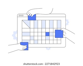 Design structure matrix abstract concept vector illustration. Project visual representation, system analysis, project management, organization team, product component, timeframe abstract metaphor.