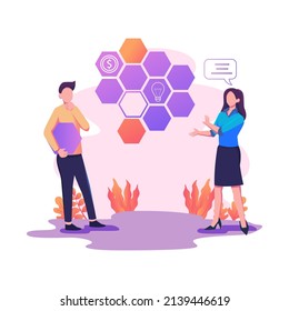 design structure and mutual assistance vector illustration design