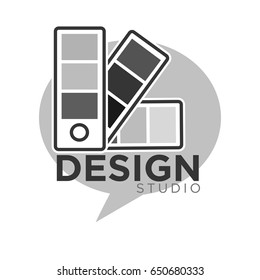 Design studio colorless logo label isolated on white